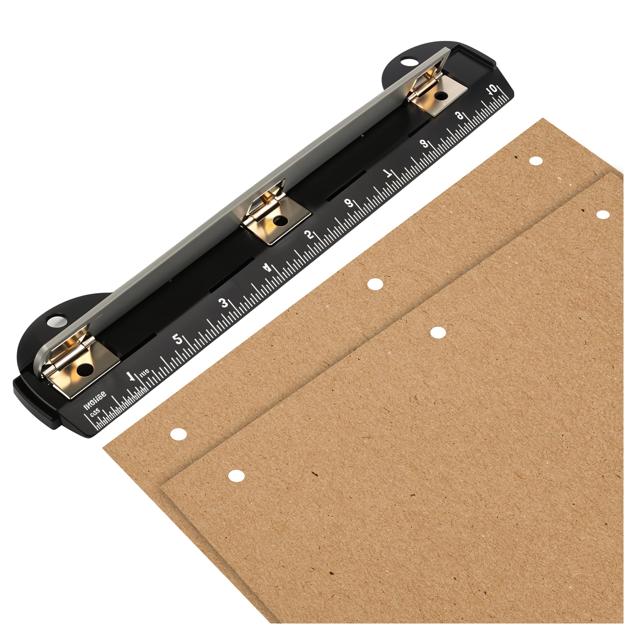 Photo 1 of Performore 3 Ring Hole Punch for Binder, Paper Hole Punch with Built-in 10" Ruler, 5 Sheets Capacity, 3 Hole Portable Puncher for Office and School Supplies