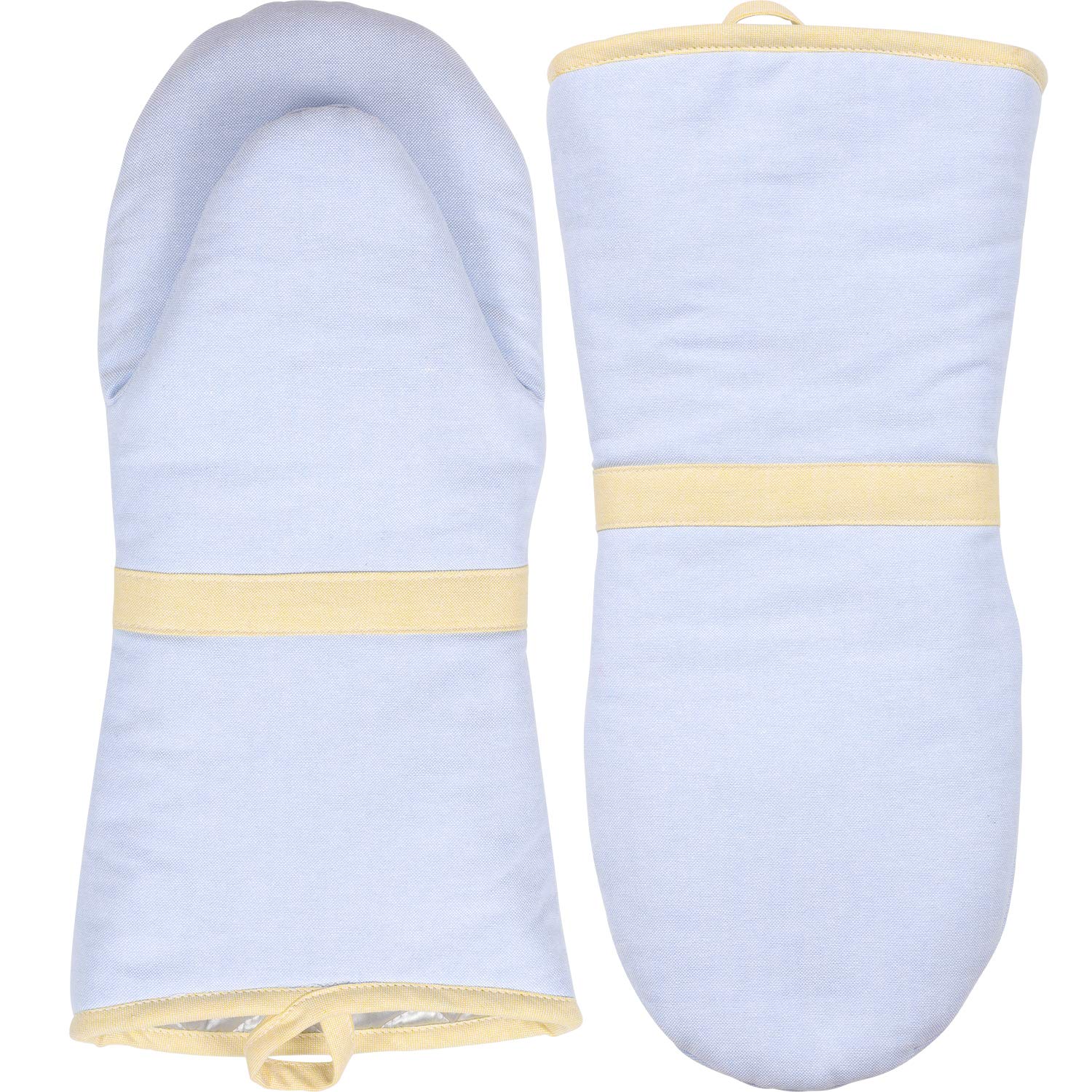 NEOVIVA Long Oven Mitts for Daily Kitchen, Heat Resistant Oven Mitt Set of 2, Moon Light Blue