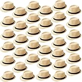 Suhine 36 Pcs Halloween Men Fedora Style Hat Bulk 20s Straw Short Brim Panama Women Party Costume, Circumference 60 cm