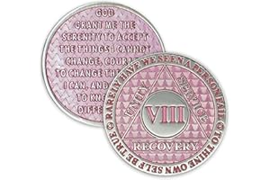 THE TOKEN SHOP 8 Year Sobriety Coin | Legacy AA Chip | Thick Triplate Recovery Anniversary Token (Pink)