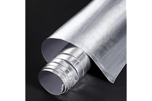 BBTO Heat Reflective Sheet Adhesive Backed Aluminized Fiberglass Heat Shield Tape Protection Barrier Heat Shield Resistant Material for Hose and Auto Use Heat Insulation Sheet(Silver, 48 x 71 Inch)