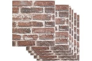 Pluden 3D Wall Panels Peel and Stick, 10PCS Faux Stone Wall Panel Foam Brick Self-Adhesive 3D Wallpaper Waterproof for Interior Wall Decor, Bedroom Home Decoration