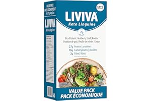 LIVIVA Low Carb High Protein KETO Value Pack Spaghetti Noodle Pasta 6 Pk – 135 g Protein per Box with Pea Protein & Konjac Flour - 8g Net Carbs, Diabetic-Friendly - Healthy Al Dente Pasta (6 Pack, Linguine Pasta)