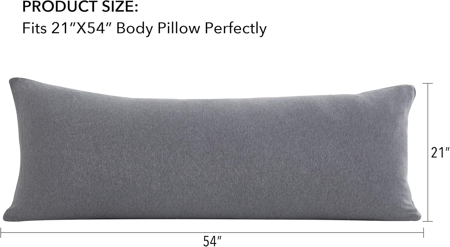 100% Jersey Cotton Body Pillow Cover with Zipper - Luxury Soft Removable Body Pillow Case - Long Fuzzy Body Pillow Cover - Knitted Cotton Pillowcase (Grey, 21"X54"): Home & Kitchen