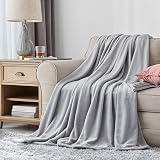 EHEYCIGA Fleece Blanket 130x165cm Silver Grey Soft Microsfiber Throw view 2