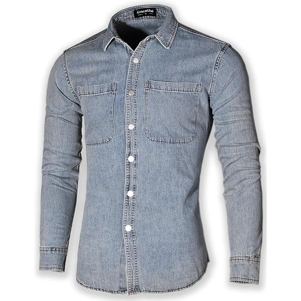 Amazon.com: Denim Button Down Shirt Men Casual Pearl Snap
