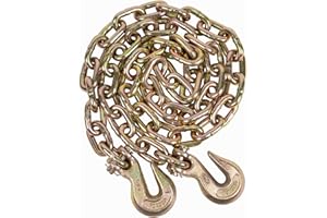 Mytee Products 3/8 Inch x 20 FT Grade 70 Binder Chain with Clevis Grab Hooks - G70 Transport Tow Chain - 6,600 Lbs Working Lo