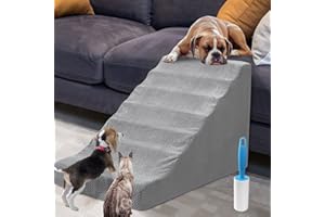 MALOROY Extra Wide Foam Dog Stairs/Steps for High Beds, LitaiL 20 inch High Pet Stairs/Steps for Small Dogs and Cats,Non-Slip Dog Ramp for Older Pets Injured