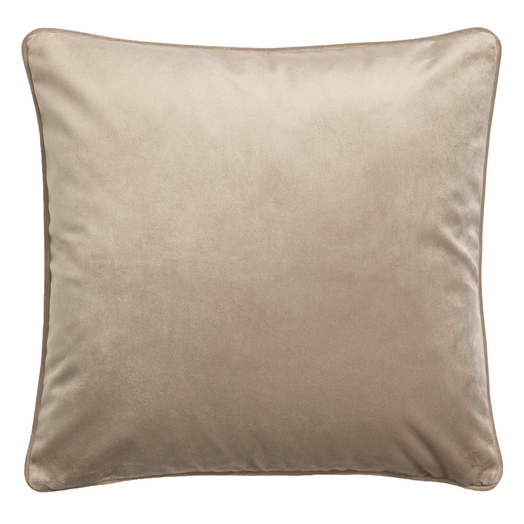Laurence Llewelyn-Bowen Velvet Cushion – Linen Beige Luxury Throw Pillow – 43x43cm Soft Decorative Cushion with Filling – Montrose Collection – Elegant Accent for Sofa, Bed or Chair