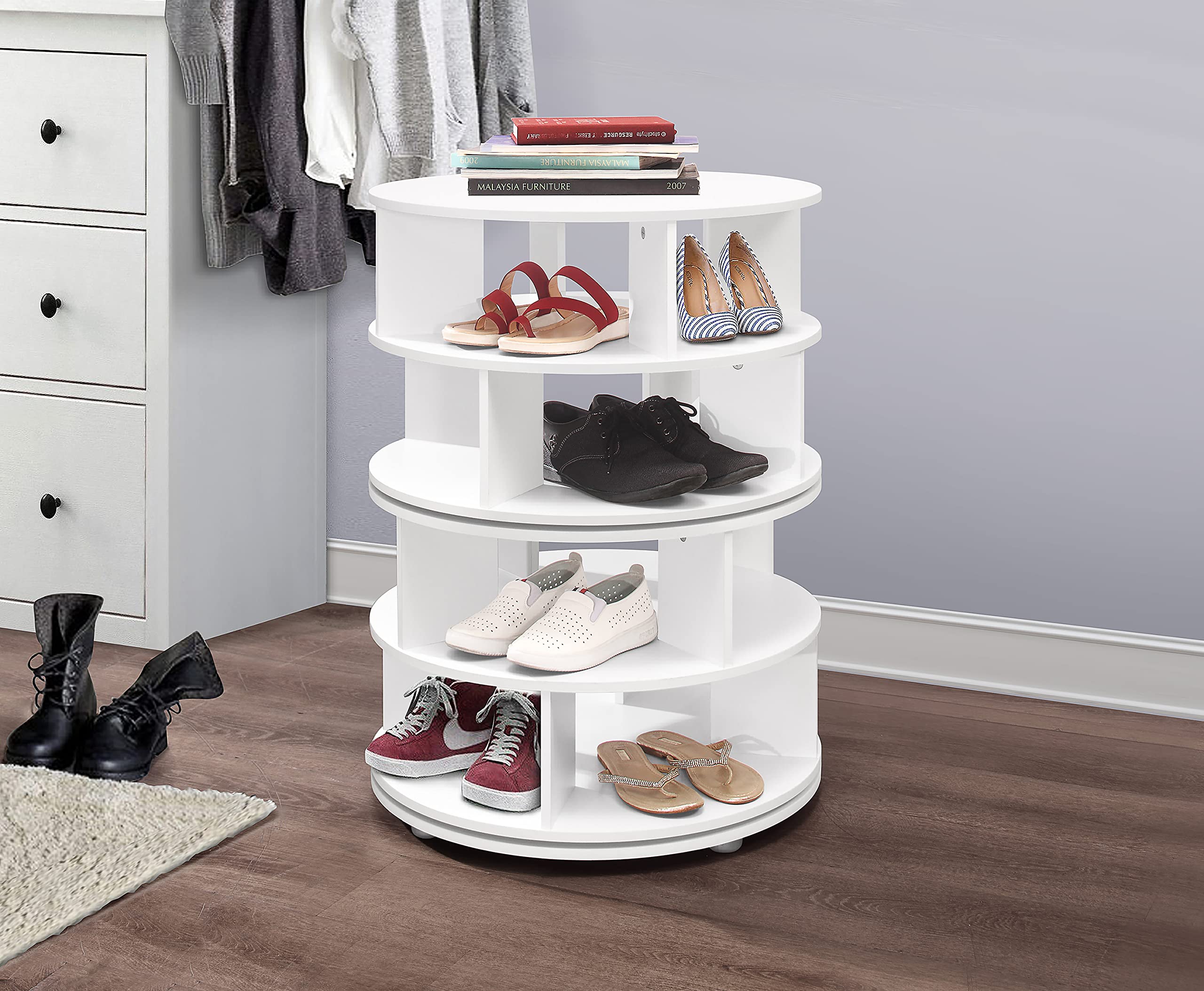 Kings Brand Furniture – 4-Tier Rotating Lazy Susan Shoe Rack, 360