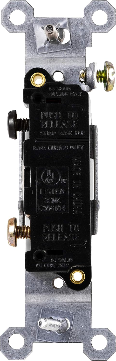 GE Grounding Toggle Switch, Single Pole, In Wall On/Off Fan & Light Switch Replacement, 15 Amp, Great for Home, Office & Kitchen, UL Listed, White, 54161 - - 
