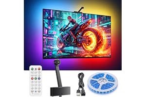 TV Backlight with Camera, 4K Optical Sensor Sync for 55-65 inch TV, Privacy-First Smart LED Strip Lights, Multi-Zone Segmente