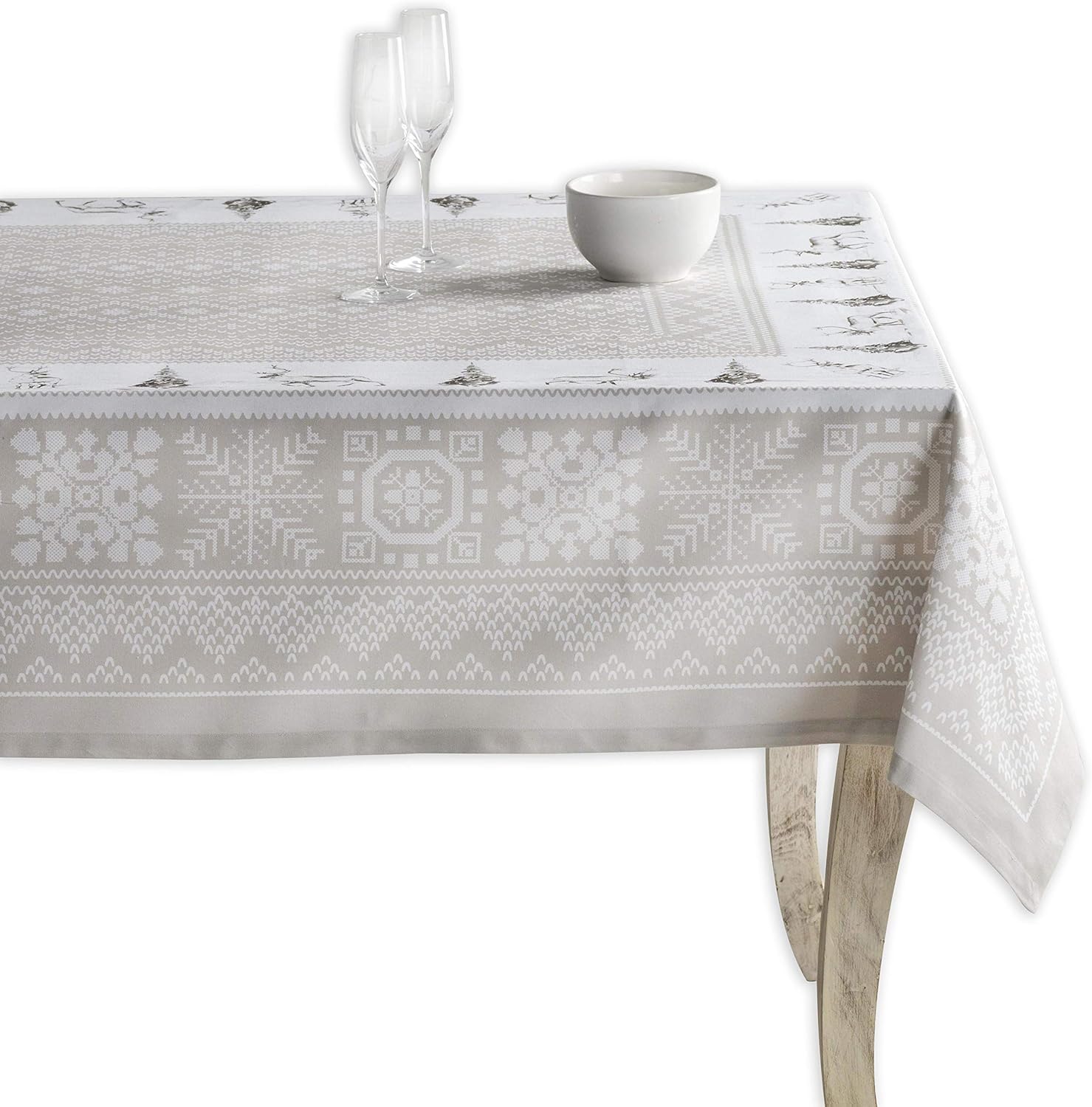 Maison d' Hermine Cozy Christmas 100% Cotton Tablecloth for Kitchen Dining | Tabletop | Decoration | Parties | Weddings | Thanksgiving/Christmas (Rectangle, 54 Inch by 72 Inch)