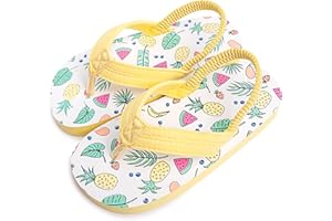 techcity Toddler Boys Girls Flip Flops Kids Unicorn Dinosaur Sandals Beach Pool Water Shoes with Back Strap