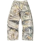 Women's Camo Cargo Pants Y2k Maple Leaf Print High Waist Baggy Camouflage Pants Loose Army Cargo Joggers Sweatpants (Brown,Large)