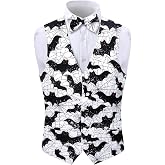 Fashonal 2-Piece Mens Halloween Christmas Suit Vest & Bow Tie S-3XL