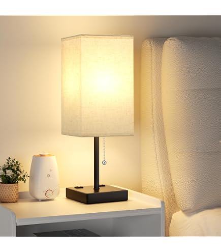17.4 Inch Bedside Touch Table Lamp - USB-C & USB-A Charging Ports, 3-Way Dimmable, LED Bulb Included, White - View #10
