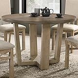 ERYE 47" Vintage Walnut Wooden Round Dining Table