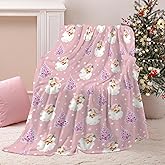 Soft Pink Christmas Blanket,Cute Santa Claus Snowflake Holiday Blankets, Cozy Pink Christmas Blankets Throw for Couch Bed, Seasonal Winter Xmas Holiday Blanket for Couch Bed Living Room 60"x50"