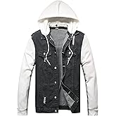 LZLER Hoodie Jean Jacket for Men,Casual Slim Fit Men's Denim Jacket with Hood
