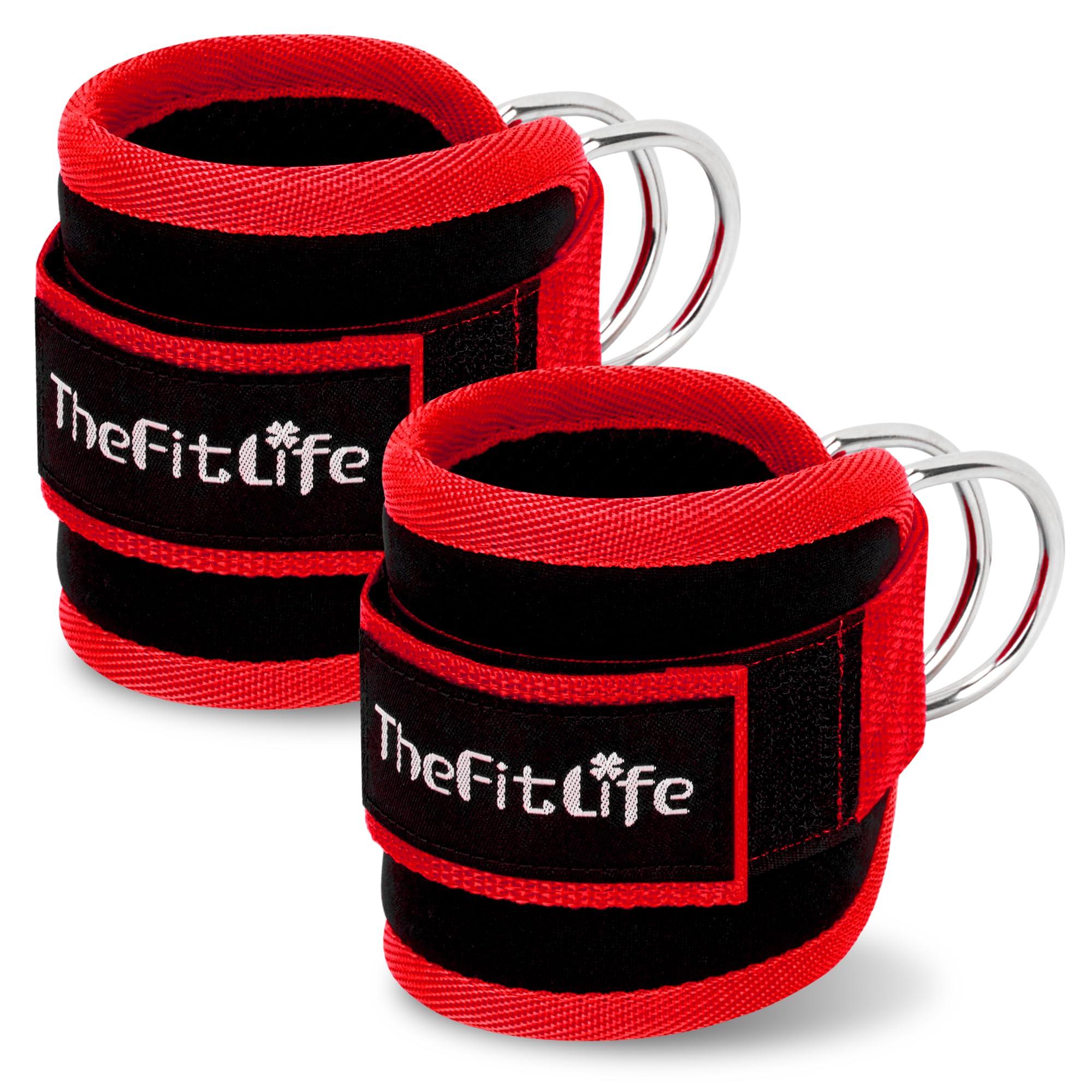 TheFitLife アンクルストラップ お尻 トレーニング 美尻 ケーブルマシン アタッチメント お尻筋トレ アンクルバンド 足首ストラップ 2個セット (レッド) の商品画像