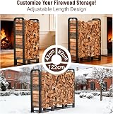 Amagabeli Log Rack 72x46cm with 4 Tools Wrought Iron Firewood Holder view 4