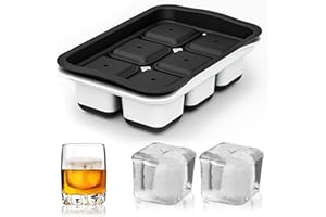 ICEXXP Large Ice Cube Tray with Lid, 2.2 Inch Big Ice Cube Trays, Stackable Square Ice Cube Tray, Easy Release & BPA Free, Silicone Ice Cube Maker for Whiskey, Cocktails, Bourbon, Gifts for Men