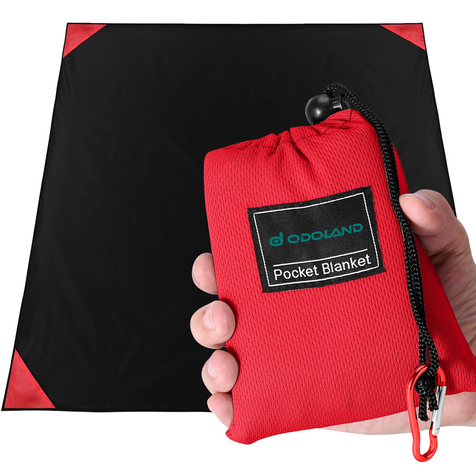 Odoland Hiking Blanket 180 x 160 cm Pocket Blanket Waterproof Heatproof Sandproof Thin Ground Sheet - Lightweight Foldable Beach Mat for Outdoor Camping, Travel, Hiking, Picnic for 2-4 People