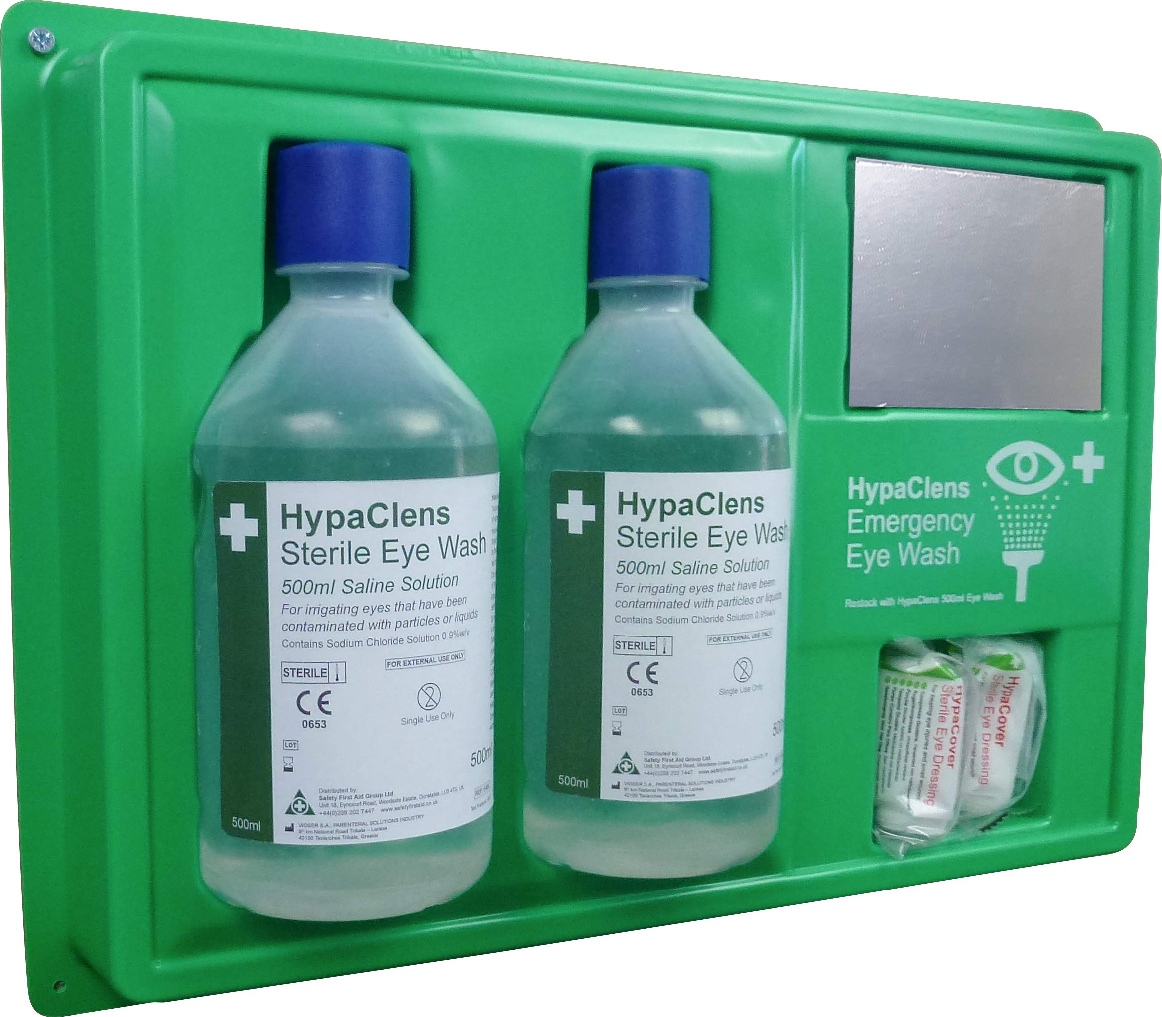 Safety First Aid Group HypaClens Sterile Eye Wash Station with Sterile Saline Solution Eye Wash and Dressings