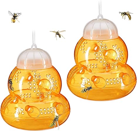 Amazon Rooya Baby ハチ捕獲器 2個 ハチ退治 スズメバチ対策品 誘引式捕獲器 スズメバチト アシナガバチラップ蜂退治 ハチ激取れ 蜂対策 ハエ アリ 害虫取り 庭 果樹園 公園 キャンプ アウトドア用 蜂対策 ハエ アリ 害虫取り 庭 果樹園 公園 キャンプ アウトドア用