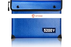 SPVIOQI Upgraded Fireproof Document Bag - 5200F Heat Insulated, 14.2"x11" Fireproof Money Bag with 8 Layers of Functional Materials, Water & Fire Proof with Zipper/Metal Snap/Reflective Strip
