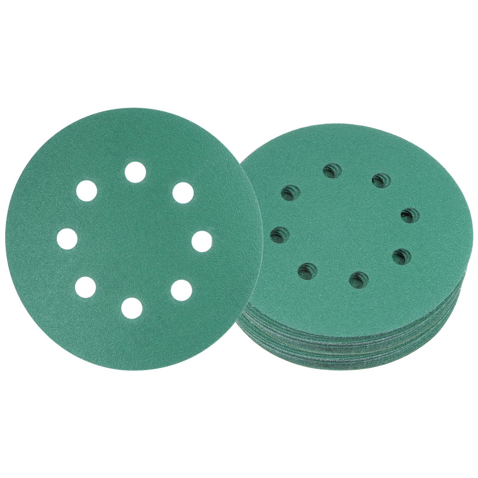 Kozelo 25pcs Green Film Sanding Discs - [5 Inch 120 Grits 8 Hole ] Round Aluminum Oxide Hook & Loop Wet Dry Sander Pads for Wood Metal Polishing Use| Zirconium Corundum Sandpaper