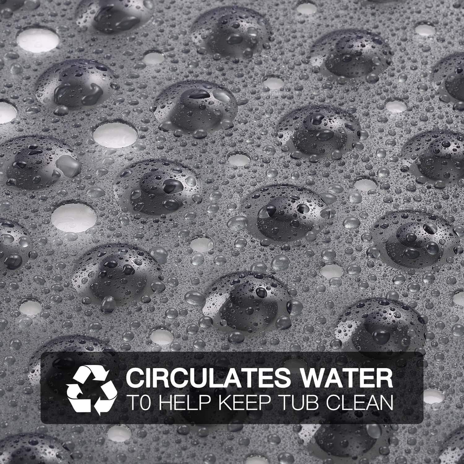 YINENN Bath Tub Shower Mat 40 x 16 Inch Non-Slip and Extra Large, Bathtub Mat with Suction Cups, Machine Washable Bathroom Mats with Drain Holes, Clear Light Black: Health & Personal Care