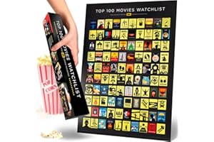 CURIOUS CHARTS COMMISSION Official IMDb Top 100 Movies Scratch Off Poster | Premium Bucket List - Made in USA | 16.5x23.4 Inches | Unique Gift for Men and Women Film Lovers | Movie Night Supplies and Room Décor