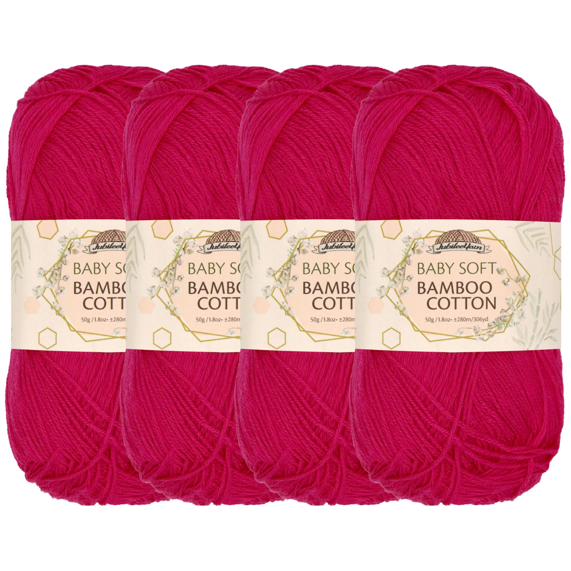 JubileeYarn Baby Soft Bamboo Cotton Yarn - 50g/Skein - Magenta - 4 Skeins — image 1