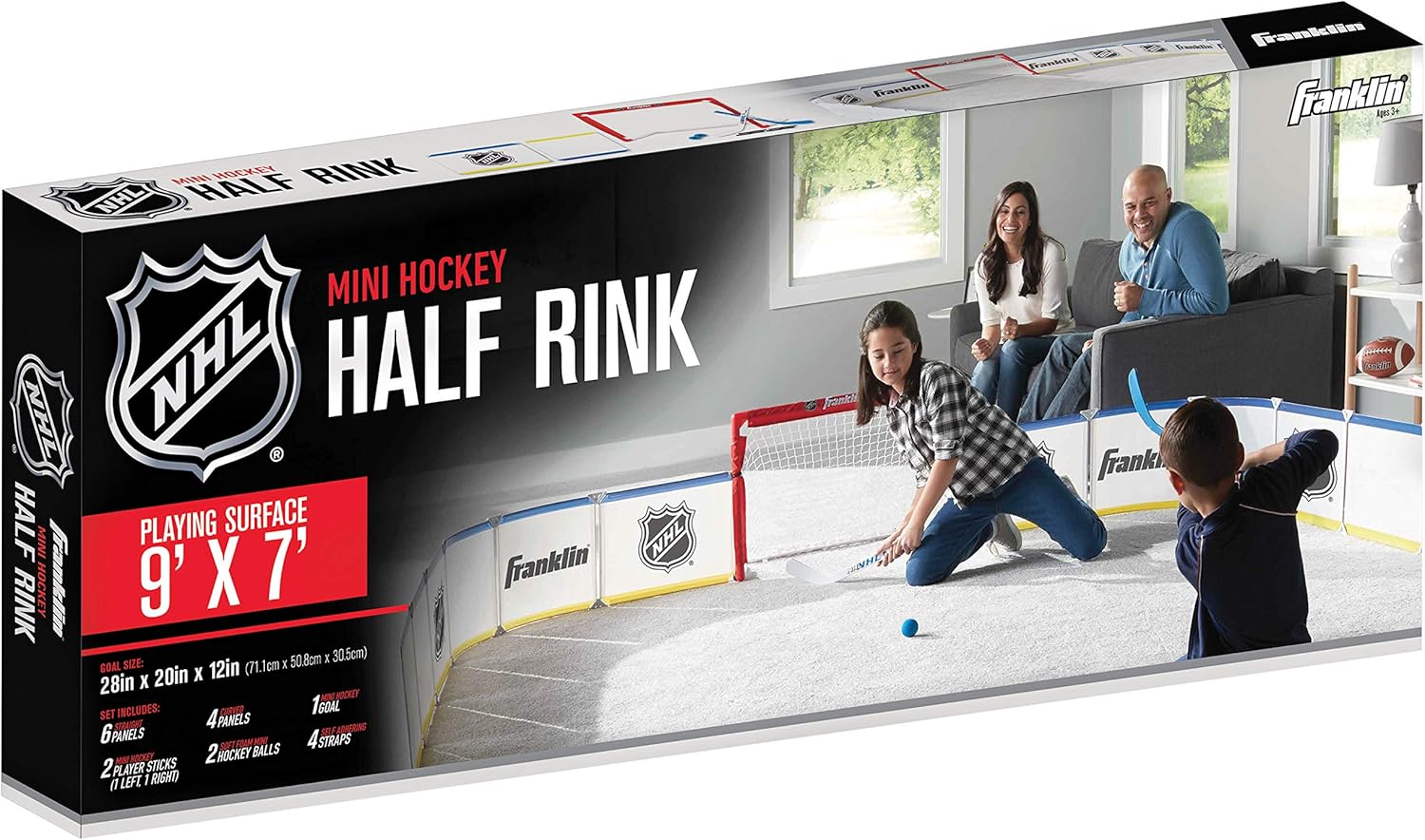 Franklin Sports Mini Hockey Rink Set - Half Rink Knee Hockey Goal, Mini Sticks, and Ball Set - Indoor Mini Hockey Rink - Official NHL Licensed : Sports & Outdoors