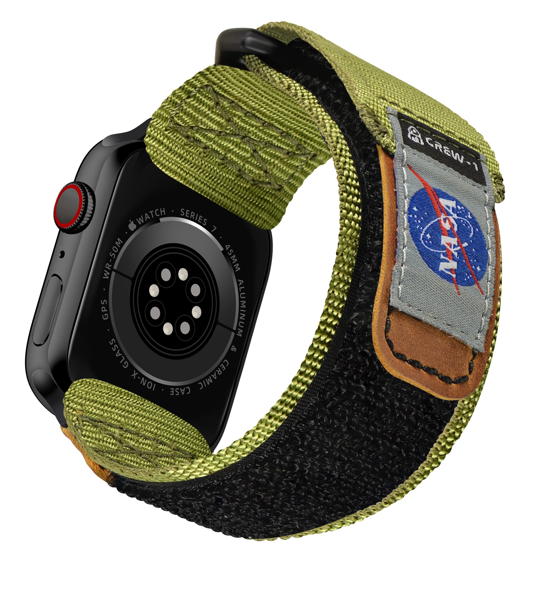 Compatible With Apple Watch Band, NASA Licensed Rugged Nylon Leather Sports Strap With Woven Loop Design For iWatch 38mm/40mm/41mm, Tough Tactical Replacement Band For Series 7/6/5/4/3/2/1/SE — image 1
