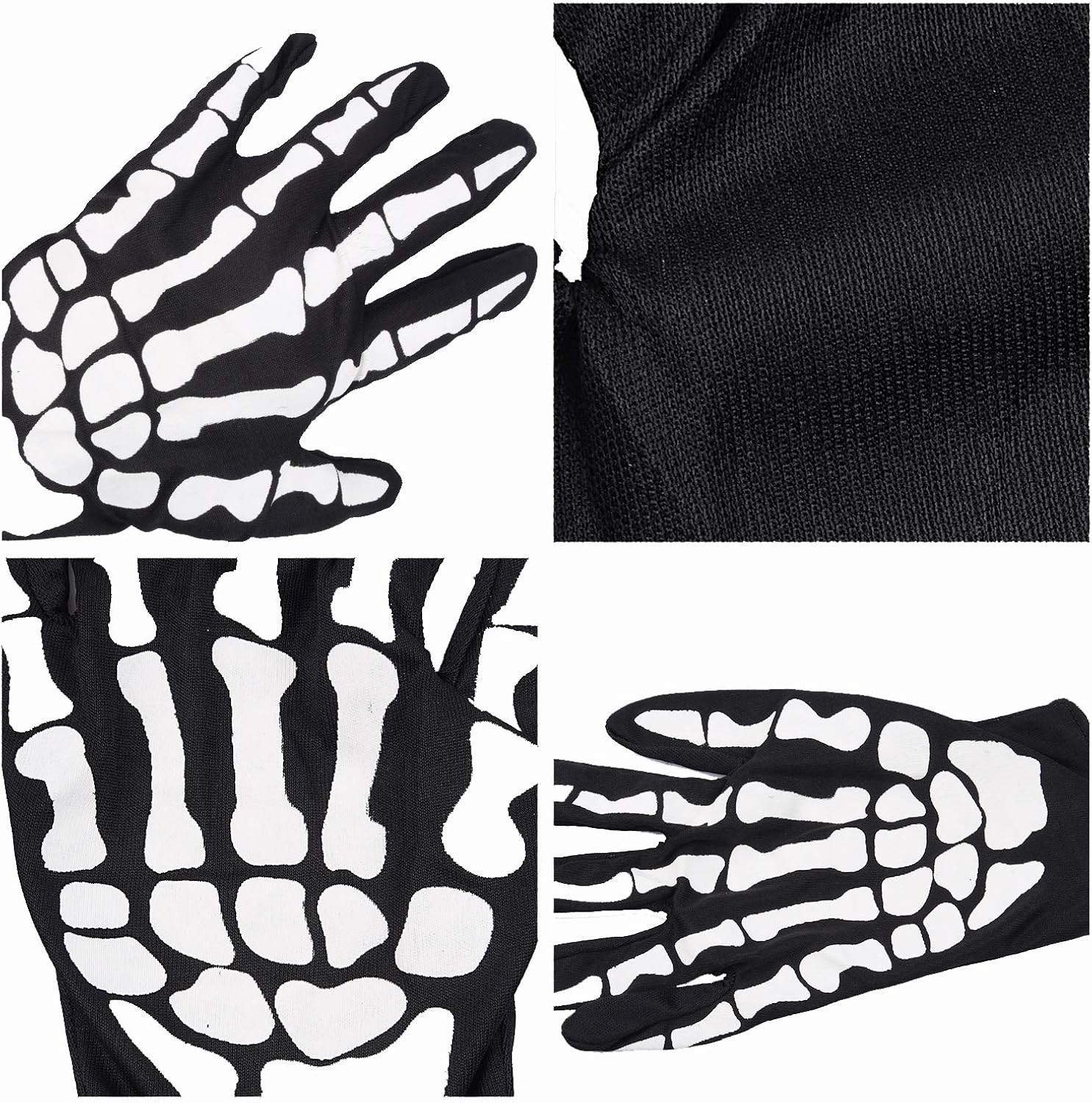 KAIMINGQIAN Halloween Accessories Gloves,Full Finger Skeleton Pattern Gloves: Clothing