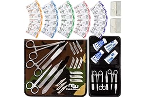 MATRIX WIZARD Sutures Thread with Needle (Dissolvable and Non-Dissolvable) Plus Tools - Surgical Stitch Kit, Medical, Veterinary, RN's Hospital Training, Emergency First Aid Demo Kit, Outdoor Practice (49PK)