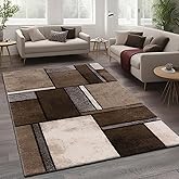 Paco Home Area Rug Modern Geometric Pattern in Brown Beige, Size: 4' x 5'7"