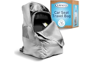 Graco Padded Car Seat Travel Bag & Infant Carrier Backpack, Durable Large Back Pack for Carseats & Booster Seats, Airport Gate Check Bag Luggage, Double Padded Strap, Water Resistant Material, Gray