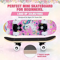 Honoson 7 Pcs Skateboard for Toddlers Beginners