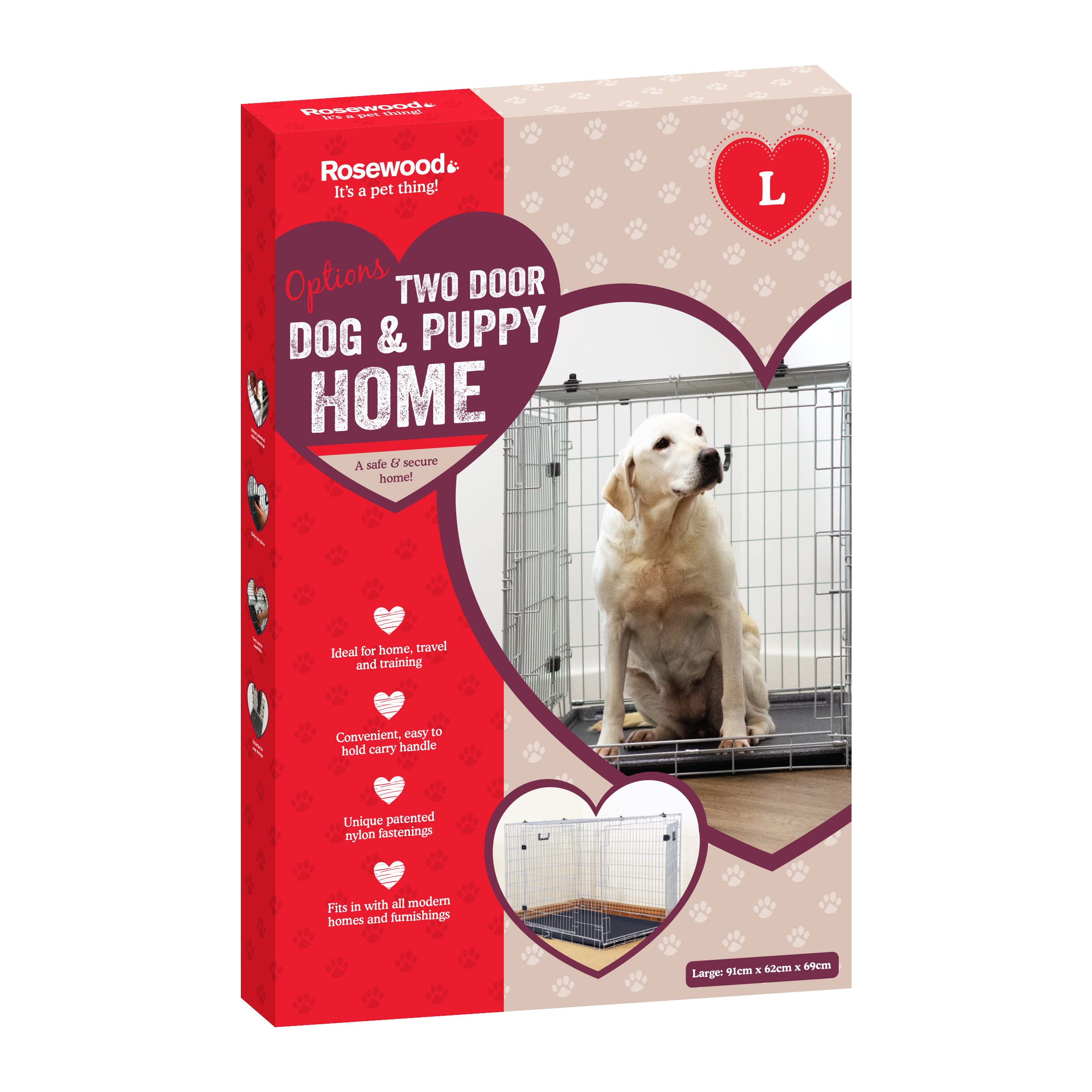 Rosewood Options Two-Door Dog & Puppy Home, Dog Cage, Extra Large