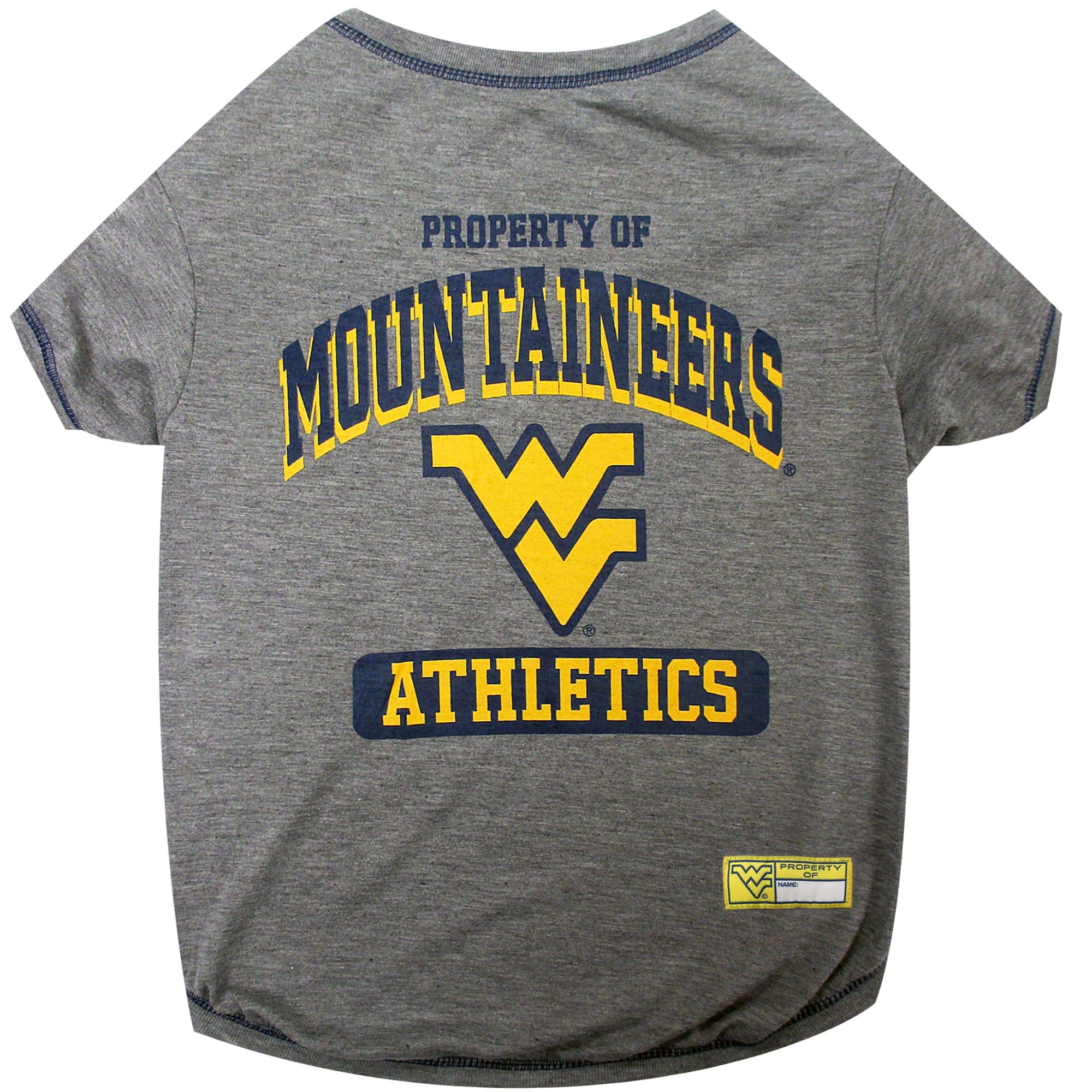 Pets First Collegiate WEST VIRGINIA MOUNTAINEERS Dog T-Shirt, Large. - Licensed Shirt for Pets Team Colored with Team Logos.- Premium Stretchable Materials for the Comfrot of your Dog & Cat.