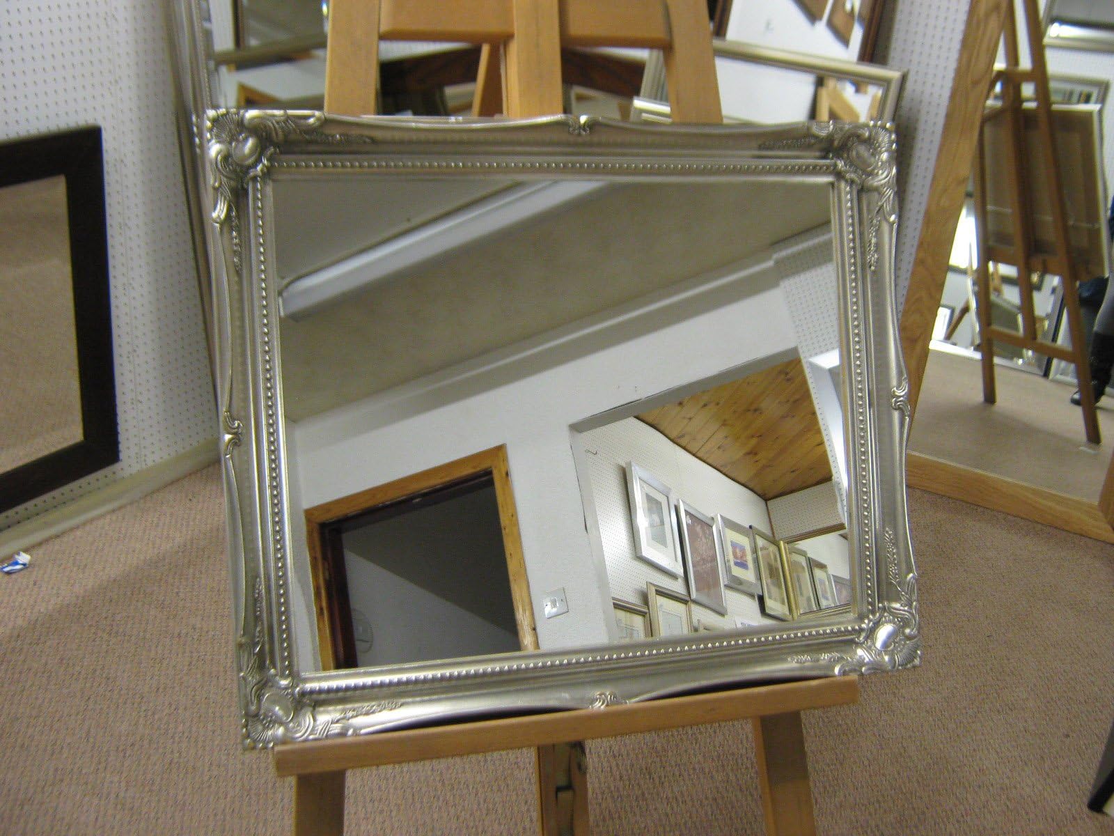 ANTIQUE SILVER SHABBY CHIC STYLE WALL OVERMANTLE MIRRORS - VARIOUS (26" x 22", Bevel Mirror Glass)