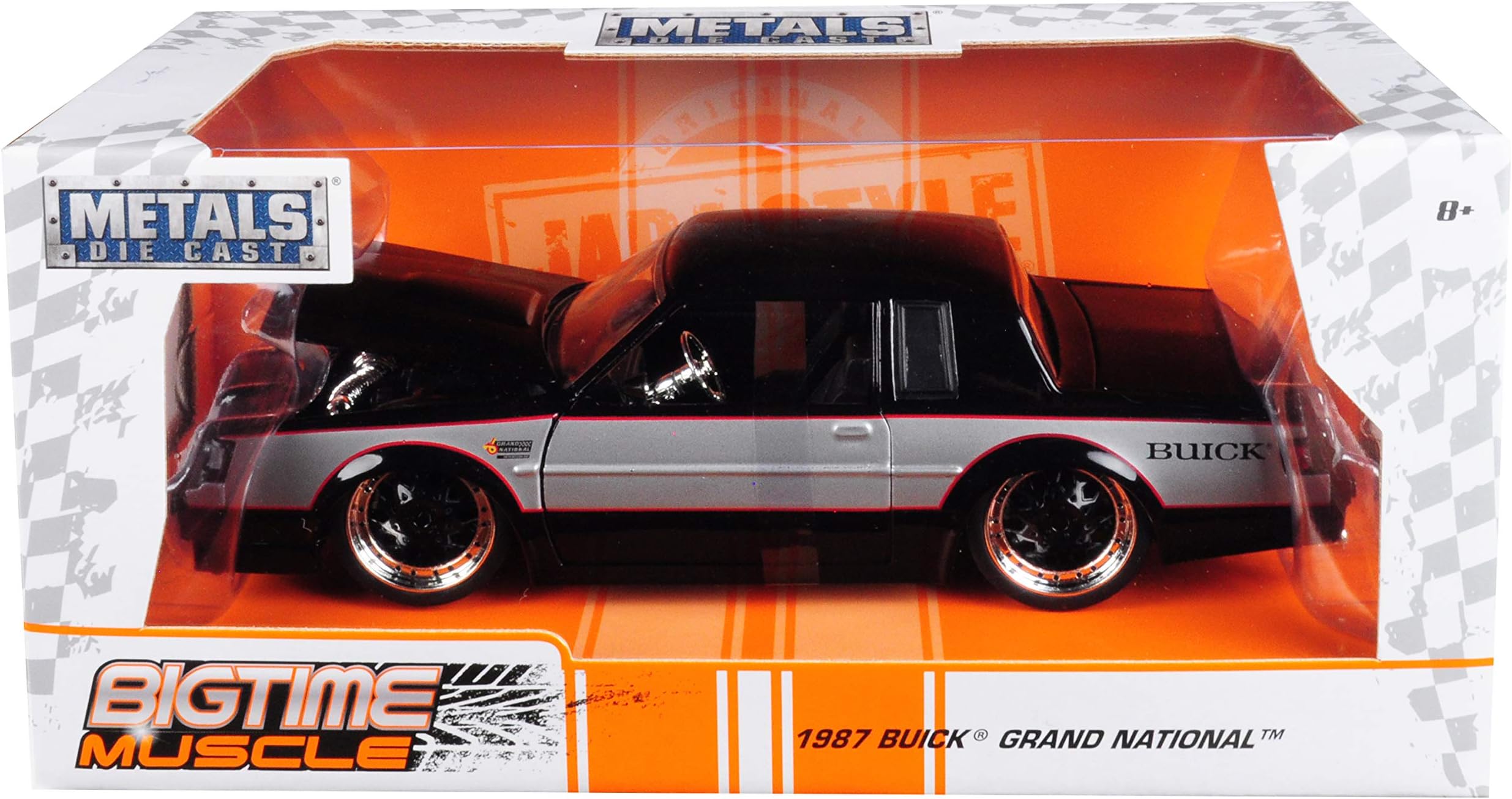 1987 Grand National Black and Silver Big Time Muscle 1/24 Diecast Model Car by Jada 30528