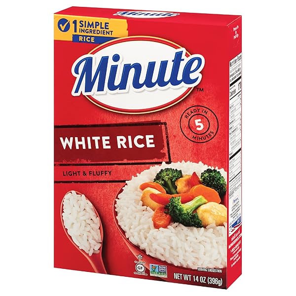 MINUTE WHITE RICE, INSTANT WHITE RICE FOR QUICK DINNER MEALS, 14-OUNCE BOX
