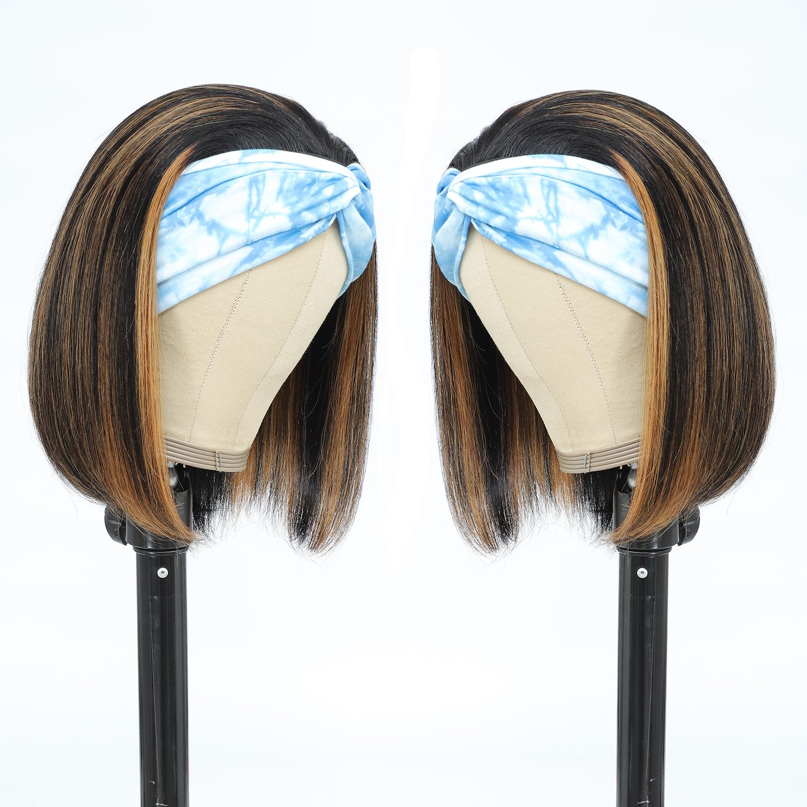 Photo 1 of ****STOCK PHOTO SIMILAR TO ITEM****
XCHJH Highlight Short Headband Wig Human Hair Bob Wigs Headband Wigs for Black Women Human Hair 10 Inch Straight Hair With Head Band Ready to Go None Lace Half Wigs?1B/30,10 Inch?