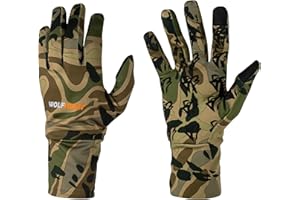 WOLFHUNT Lightweight Camouflage Hunting Gloves, Elastic Camo Gloves Touchscreen, Men/Women Anti-Slip Camouflage Archery Glove