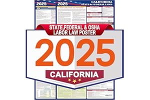 RSGIFT 2025 California State and Federal Labor Laws Poster Set- OSHA Compliant UV Waterproof Laminated 16" x 40" English Version 2PCS Folded - All in One Compliance Posting